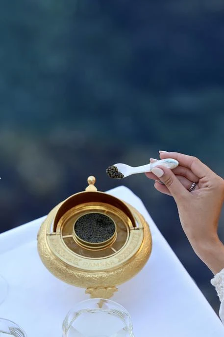 Servicio de caviar de Cofré junto al mar